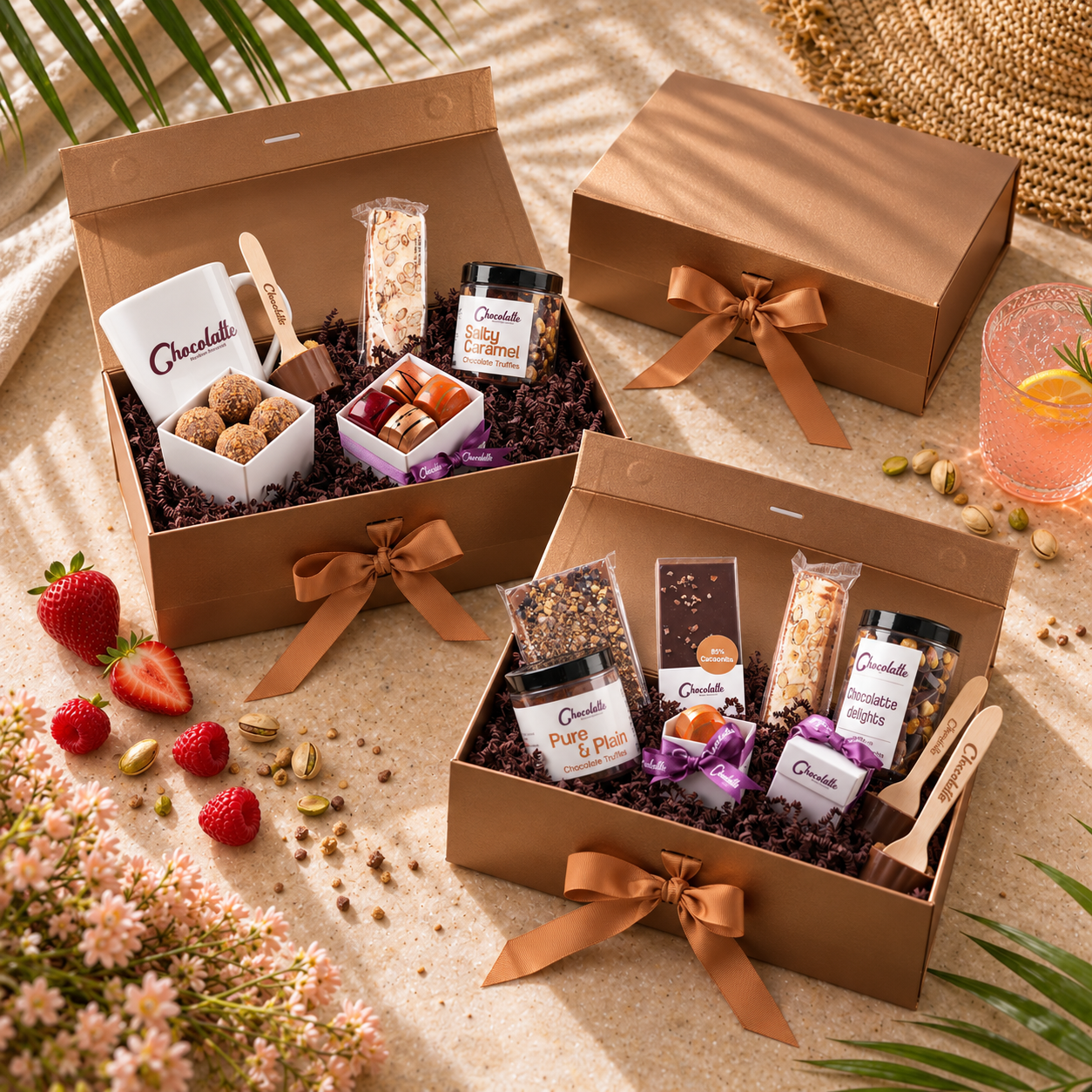 Luxe giftbox met bonbons, klaar om cadeau te geven